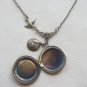 Handmade  ROUND LOCKET PENDANT SWALLOW BIRD EARTH CHARM NECKLACE