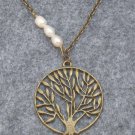 Handmade TREE PENDANT & FRESH WATER PEARL NECKLACE