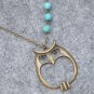 Handmade OWL PENDANT & TURQUOISE NECKLACE