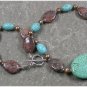 Handmade TURQUOISE SESAME JASPER FW PEARL NECKLACE