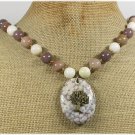 Handmade POPPY JASPER TREE CHARM AVENTURINE JADE NECKLACE