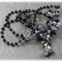 Handmade BLACK AGATE LABORADITE RUTILATED QUARTZ PEARLS NECKLACE