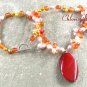Handmade RED CARNELIAN & FRESH WATER PEARL NECKLACE