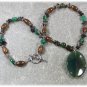 Handmade GREEN AGATE CAT EYE SMOKY QUARTZ NECKLACE