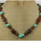 Handmade TURQUOISE IMPERIAL JASPER CAT EYE NECKLACE