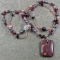 Handmade BACCIATED JASPER PEARLS CRYSTAL 2ROW NECKLACE