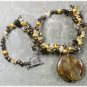 Handmade TIGER QUARTZ CRYSTAL FRESH WATER PEARLS NECKLACE