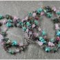 Handmade TURQUOISE FANCY JASPER ROSE QUARTZ 3ROW NECKLACE