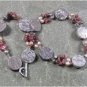 Handmade RED ZEBRA JASPER RHODONITE PEARLS NECKLACE
