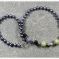Handmade OLIVE PURPLE CORAL BLACK AGATE PEARLS NECKLACE