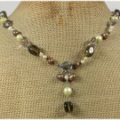 Handmade SMOKY QUARTZ CLEAR QUARTZ FW PEARLS NECKLACE