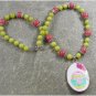 Handmade MING DYNASTY POTTERY SHARD & PINK LEMON JADE NECKLACE