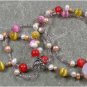 Handmade PINK AGATE CAT EYE FRESH WATER PEARLS 2ROW NECKLACE