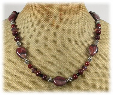 Handmade RED BROWN PICTURE JASPER BACCIATED JASPER CRYSTAL NECKLACE