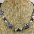 Handmade SODALITE & FRESH WATER PEARLS NECKLACE