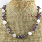 Handmade NATURAL WHITE JADE PURPLE FLUORITE NECKLACE