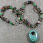 Handmade MOSAIC TURQUOISE GREEN JADE FANCY JASPER NECKLACE