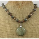 Handmade RHYOLITE & FRESH WATER PEARLS NECKLACE
