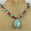 Handmade TURQUOISE AGATE CAT EYE NECKLACE