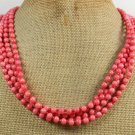 Handmade PINK CORAL 4ROW NECKLACE