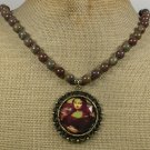 Handmade COPPER MONA LISA PORTRAIT & IMPERIAL JASPER NECKLACE
