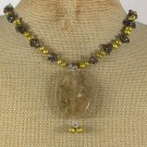 Handmade CITRINE QUARTZ SMOKY QUARTZ FW PEARLS NECKLACE