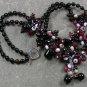 Handmade BLACK AGATE RED JADE LAMPWORK QUARTZ PEARLS NECKLACE