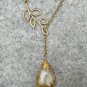 Handmade TIGER QUARTZ DROP LEAF BRANCH LARIAT NECKLACE
