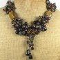 Handmade TIGER EYE BLACK AGATE BACCIATED JASPER GARNET NECKLACE