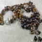 Handmade TIGER EYE BLACK AGATE BACCIATED JASPER GARNET NECKLACE