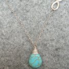 Handmade TURQUOISE DROP SILVER INFINITY NECKLACE