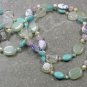 Handmade LONG! 40" TURQUOISE SODALITE ROSE QUARTZ JADE PEARLS NECKLACE