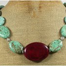 Handmade RED BLUE TURQUOISE NECKLACE