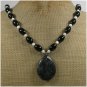 Handmade BLACK LABORADITE AGATE FRESH WATER PEARLS NECKLACE
