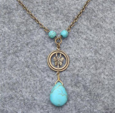 Handmade BUTTERFLY RING & TURQUOISE NECKLACE