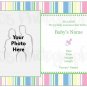 FRESH STRIPES | 20ct - 5.5"x4" flat glossy photo BABY GIRL ANNOUNCEMENTS w matching envelopes