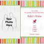 FRESH STRIPES | 20ct - 5.5"x4" flat glossy photo BABY GIRL ANNOUNCEMENTS w matching envelopes