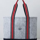 MB044 NEW AUTH JAPAN LIMITED FRED PERRY EMBROIDERED  THICK GREY SHOULDER TOTE BAG