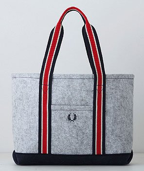 MB044 NEW AUTH JAPAN LIMITED FRED PERRY EMBROIDERED &Acirc;&nbsp;THICK GREY SHOULDER TOTE BAG