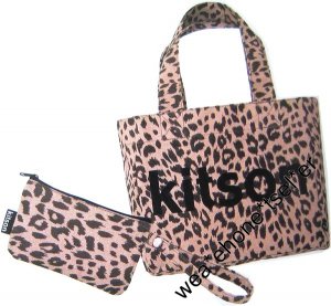 &Acirc;&nbsp;MB048 NEW AUTH JAPAN LIMITED KITSON  LEOPARD PRINT TOTE BAG POUCH SET