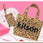 &Acirc;&nbsp;MB048 NEW AUTH JAPAN LIMITED KITSON  LEOPARD PRINT TOTE BAG POUCH SET