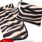 MB129 AUTH NEW JILL STUART FLEECE ZEBRA PATTERN KID'S/ KNEE'S BLANKET BAG CHARM SET 3 PCS