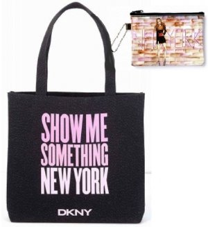 MB137 AUTH NEW JAPAN LIMITED DKNY SHOULDER TOTE BAG COSMETIC BAG SET 2 PCS