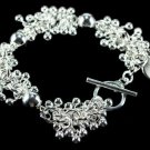SB019 STERLING SILVER PLATED ROUND BEADS CHARM BRACELET