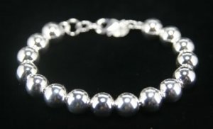 SB029&Acirc;&nbsp;STERLING SILVER PLATED ROUND BEADS BRACELET 10MM
