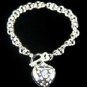 SB063&Acirc;&nbsp;STERLING SILVER PLATED HEART CRYSTAL BRACELET
