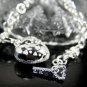 SB063Â STERLING SILVER PLATED HEART CRYSTAL BRACELET