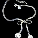 SB127 STERLING SILVER PLATED  RIBBON CZ BRACELET