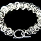 SB091  STERLING SILVER PLATED UNISEX RINGS BRACELET