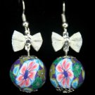 New Fimo Clay Ribbon Ball Dangle Hanmade Earrings
